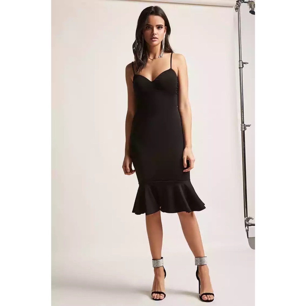 Olive Tree Mermaid Flounce Hem Body Con Dress